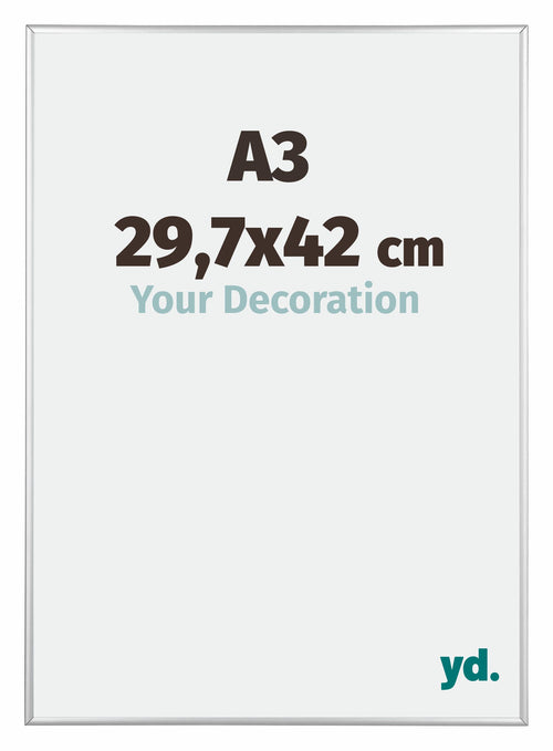 Austin Alluminio Cornice 29 7x42cm A3 Argento Lucido Davanti Dimensione | Yourdecoration.it