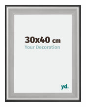 Birmingham Hout Cornice 30x40cm Nero Argento Lucido Dimensione | Yourdecoration.it