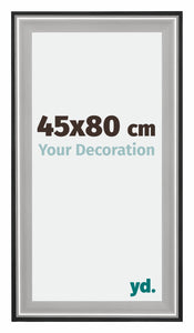 Birmingham Legna Cornice 45x80cm Nero Argento Lucido Dimensione | Yourdecoration.it