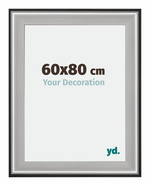 Birmingham Legna Cornice 60x80cm Nero Argento Lucido Dimensione | Yourdecoration.it