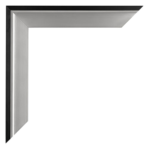 Birmingham Legno Cornice 37 5x98cm Nero Argento Lucido Dettaglio Angolo | Yourdecoration.it