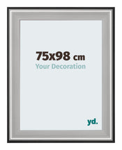 Birmingham Legno Cornice 75x98cm Nero Argento Lucido Davanti Dimensione | Yourdecoration.it