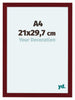 Como MDF Cornice 21x29 7cm A4 Vino Rosso Spazzato Davanti Dimensione | Yourdecoration.it
