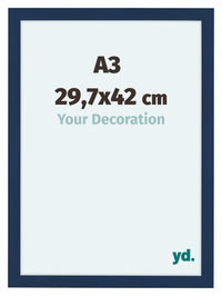 Como MDF Cornice 29 7x42cm A3 Blu Scuro Spazzato Davanti Dimensione | Yourdecoration.it
