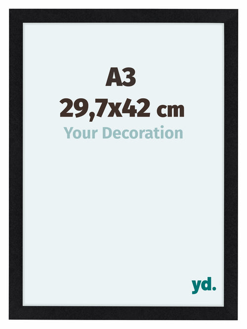 Como MDF Cornice 29 7x42cm A3 Nero Opaco Davanti Dimensione | Yourdecoration.it