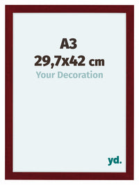 Como MDF Cornice 29 7x42cm A3 Vino Rosso Spazzato Davanti Dimensione | Yourdecoration.it