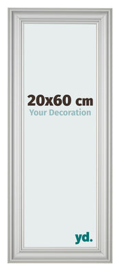 Cornice 20x60cm Argento Opaco MDF Lazio Davanti Dimensione | Yourdecoration.it