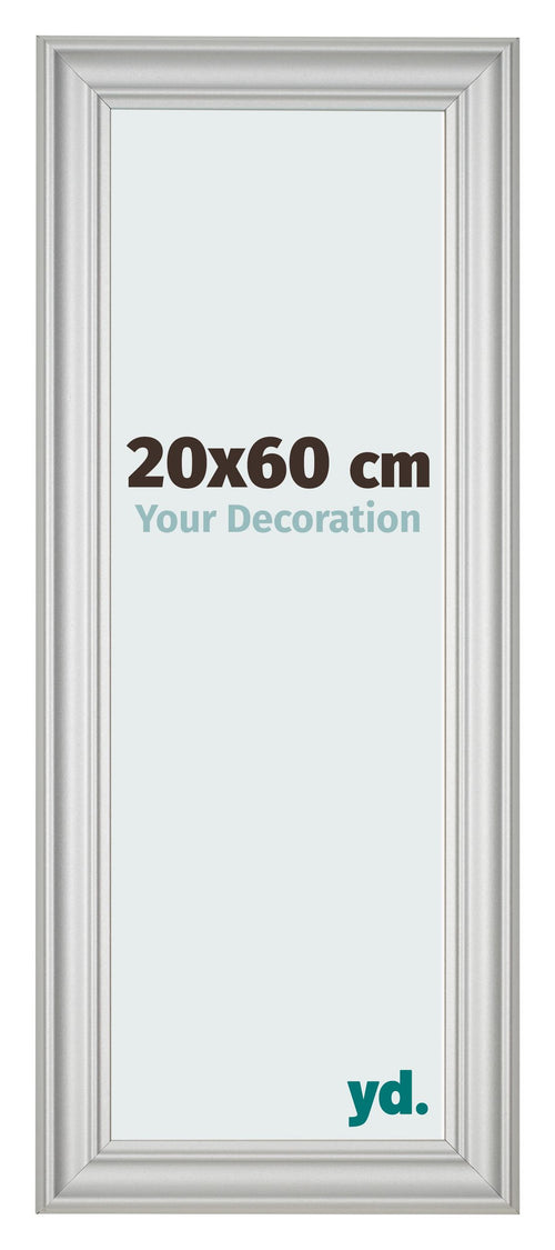 Cornice 20x60cm Argento Opaco MDF Lazio Davanti Dimensione | Yourdecoration.it