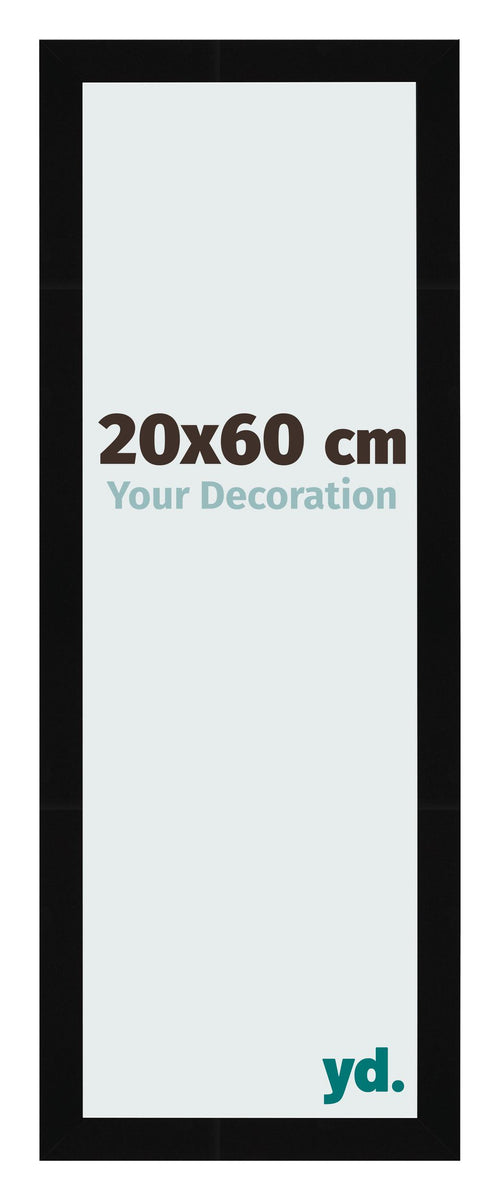 Cornice 20x60cm Nero Lucente MDF Bologna Davanti Dimensione | Yourdecoration.it