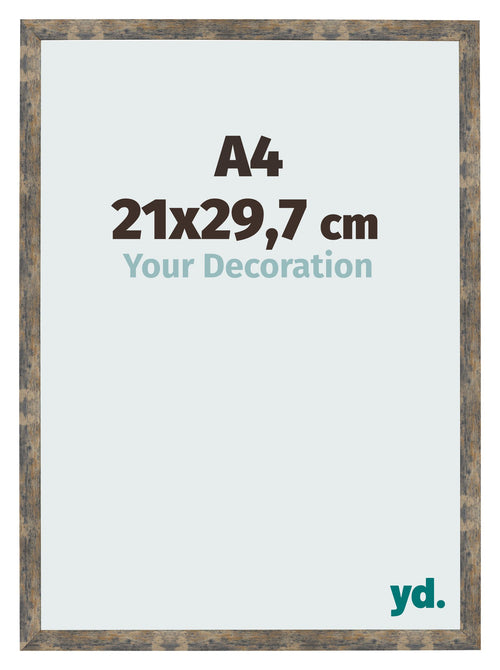 Cornice 21x29 7cm A4 Blu Oro Fondente MDF Bologna Davanti Dimensione | Yourdecoration.it