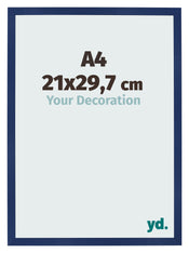 Cornice 21x29 7cm A4 Blu Scuro Spazzato MDF Bologna Davanti Dimensione | Yourdecoration.it