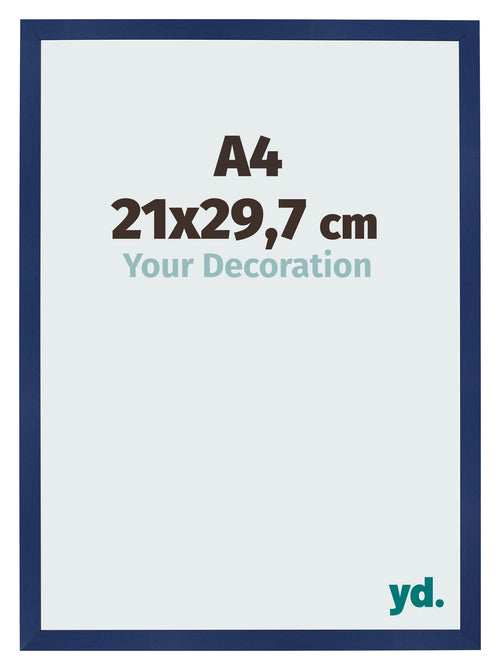 Cornice 21x29 7cm A4 Blu Scuro Spazzato MDF Bologna Davanti Dimensione | Yourdecoration.it