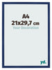 Cornice 21x29 7cm A4 Blu Scuro Spazzato MDF Bologna Davanti Dimensione | Yourdecoration.it