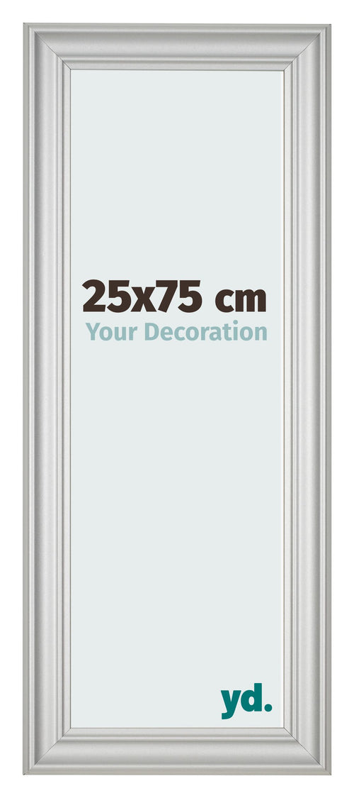Cornice 25x75cm Argento Opaco MDF Lazio Davanti Dimensione | Yourdecoration.it