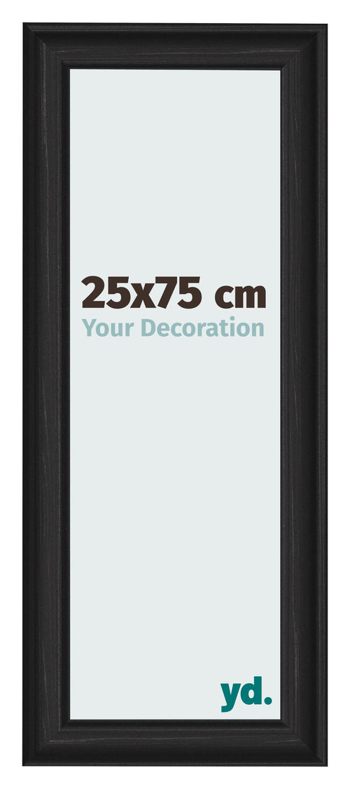 Cornice 25x75cm Grana Di Legno Nero MDF Lazio Davanti Dimensione | Yourdecoration.it