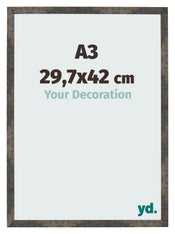 Cornice 29 7x42 cm A3 Metallo Ossidato MDF Bologna Davanti Dimensione | Yourdecoration.it