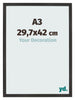 Cornice 29 7x42 cm A3 Nero Opaco MDF Bologna Davanti Dimensione | Yourdecoration.it