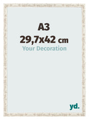 Cornice 29 7x42cm A3 Bianco Vintage MDF Bologna Davanti Dimensione | Yourdecoration.it