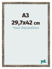 Cornice 29 7x42cm A3 Blu Oro Fondente MDF Bologna Davanti Dimensione | Yourdecoration.it