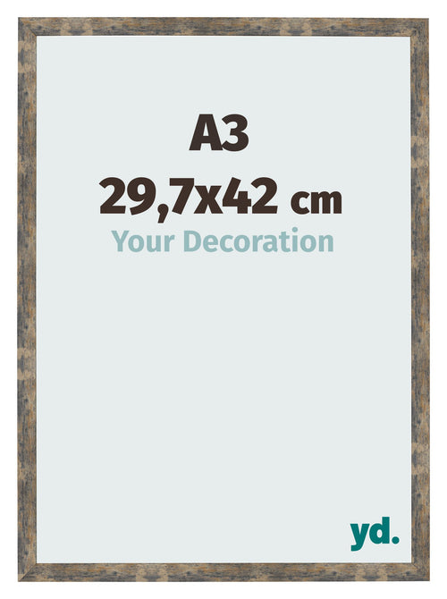 Cornice 29 7x42cm A3 Blu Oro Fondente MDF Bologna Davanti Dimensione | Yourdecoration.it