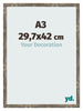 Cornice 29 7x42cm A3 Blu Oro Fondente MDF Bologna Davanti Dimensione | Yourdecoration.it