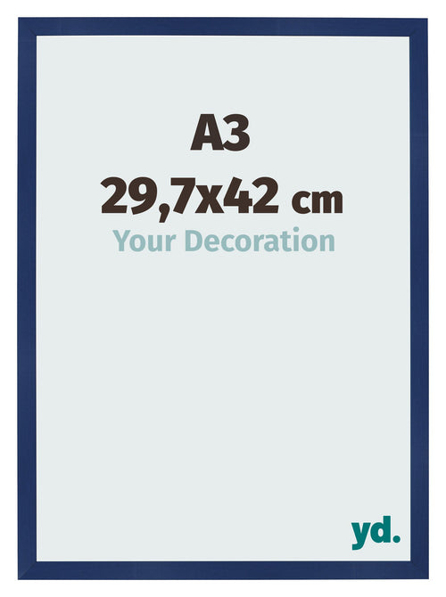Cornice 29 7x42cm A3 Blu Scuro Spazzato MDF Bologna Davanti Dimensione | Yourdecoration.it