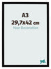 Cornice 29 7x42cm A3 Nero Lucente MDF Bologna Davanti Dimensione | Yourdecoration.it