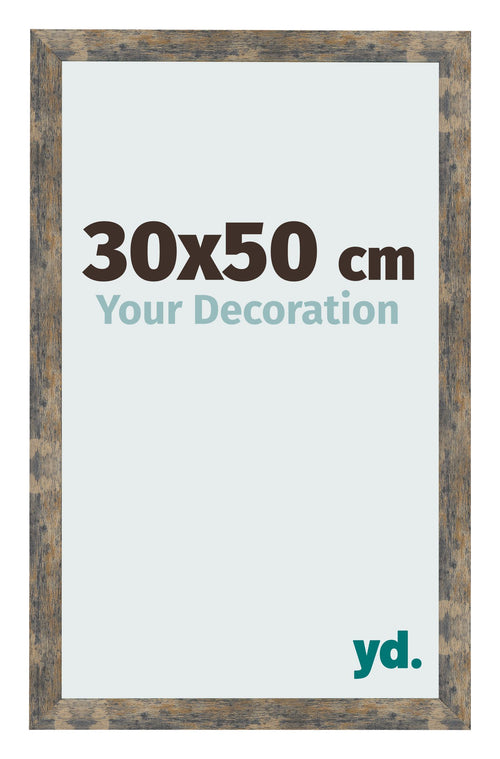 Cornice 30x50cm Blu Oro Fondente MDF Bologna Davanti Dimensione | Yourdecoration.it