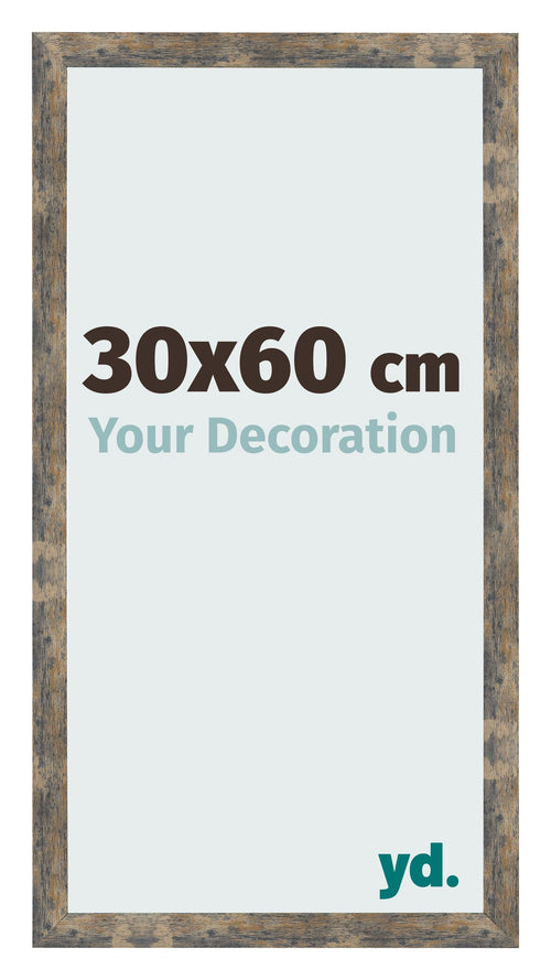 Cornice 30x60cm Blu Oro Fondente MDF Bologna Davanti Dimensione | Yourdecoration.it