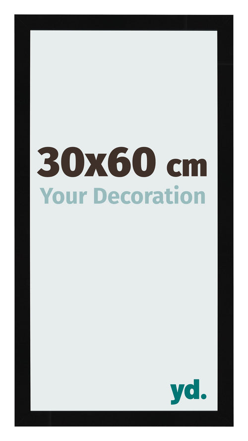 Cornice 30x60cm Nero Lucente MDF Bologna Davanti Dimensione | Yourdecoration.it