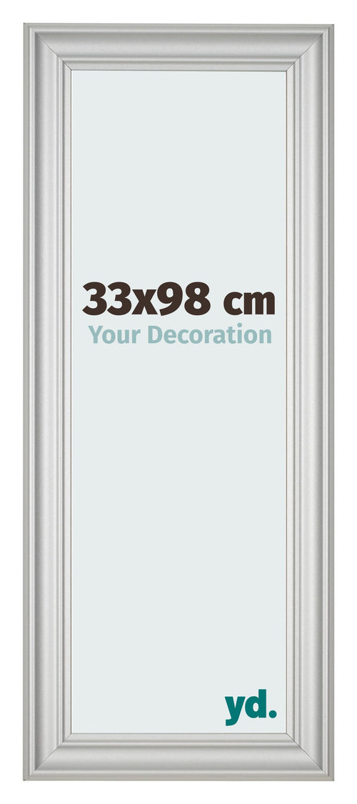 Cornice 33x98cm Argento Opaco MDF Lazio Davanti Dimensione | Yourdecoration.it