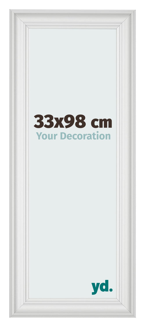 Cornice 33x98cm Bianco Spazzato MDF Lazio Davanti Dimensione | Yourdecoration.it