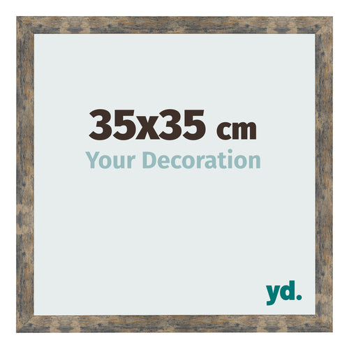 Cornice 35x35cm Blu Oro Fondente MDF Bologna Davanti Dimensione | Yourdecoration.it