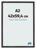Cornice 42x59 4 cm A2 Nero Opaco MDF Bologna Davanti Dimensione | Yourdecoration.it