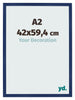 Cornice 42x59 4cm A2 Blu Scuro Spazzato MDF Bologna Davanti Dimensione | Yourdecoration.it