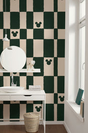 Disney Mickey Mouse Green Chess Interno Carta da Parati DX4 187 | Yourdecoration.it