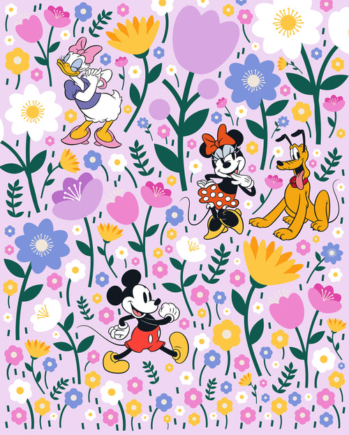 Disney Mickey Mouse and Minnie Mouse Botanical Spring Carta da Parati DX4 175 | Yourdecoration.it