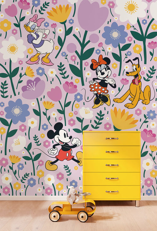 Disney Mickey Mouse and Minnie Mouse Botanical Spring Interno Carta da Parati DX4 175 | Yourdecoration.it