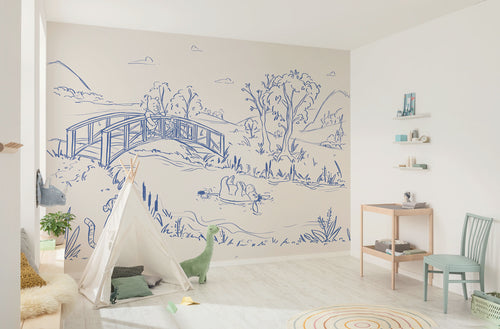 Disney Winnie the Pooh Blue Ink Interno Carta da Parati DX7 235 | Yourdecoration.it