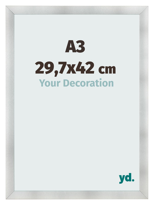 Cornice A3 - 29,7x42 cm - Alluminio Spazzolato - MDF - Pisa