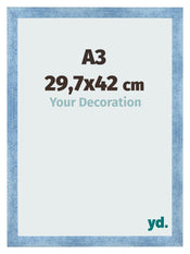 Cornice A3 - 29,7x42 cm - Blu Acceso Spazzato - MDF - Pisa