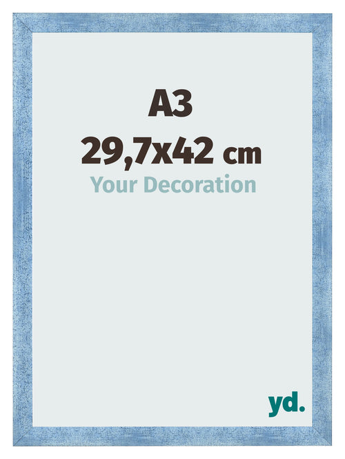 Cornice A3 - 29,7x42 cm - Blu Acceso Spazzato - MDF - Pisa