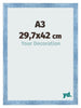 Cornice A3 - 29,7x42 cm - Blu Acceso Spazzato - MDF - Pisa