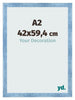 Cornice A2 - 42x59,4 cm - Blu Acceso Spazzato - MDF - Pisa
