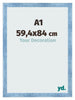 Cornice A1 - 59,4x84 cm - Blu Acceso Spazzato - MDF - Pisa