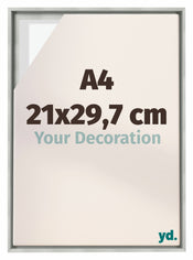 Lyon MDF Cornice a Cassetta 21x29 7cm A4 Argento Opaco Davanti Dimensione | Yourdecoration.it