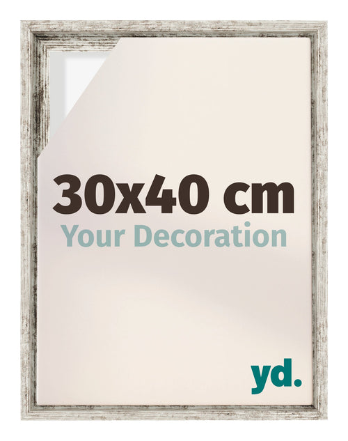 Lyon MDF Cornice a Cassetta 30x40cm Bianco Vintage Davanti Dimensione | Yourdecoration.it