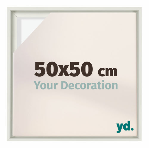 Lyon MDF Cornice a Cassetta 50x50cm Bianco Opaco Davanti Dimensione | Yourdecoration.it