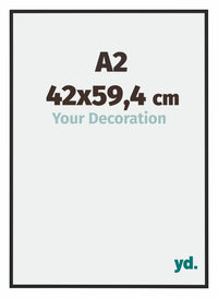 Miami Alluminio Cornice 42x59 4cm A2 Nero Lucido Davanti Dimensione | Yourdecoration.it