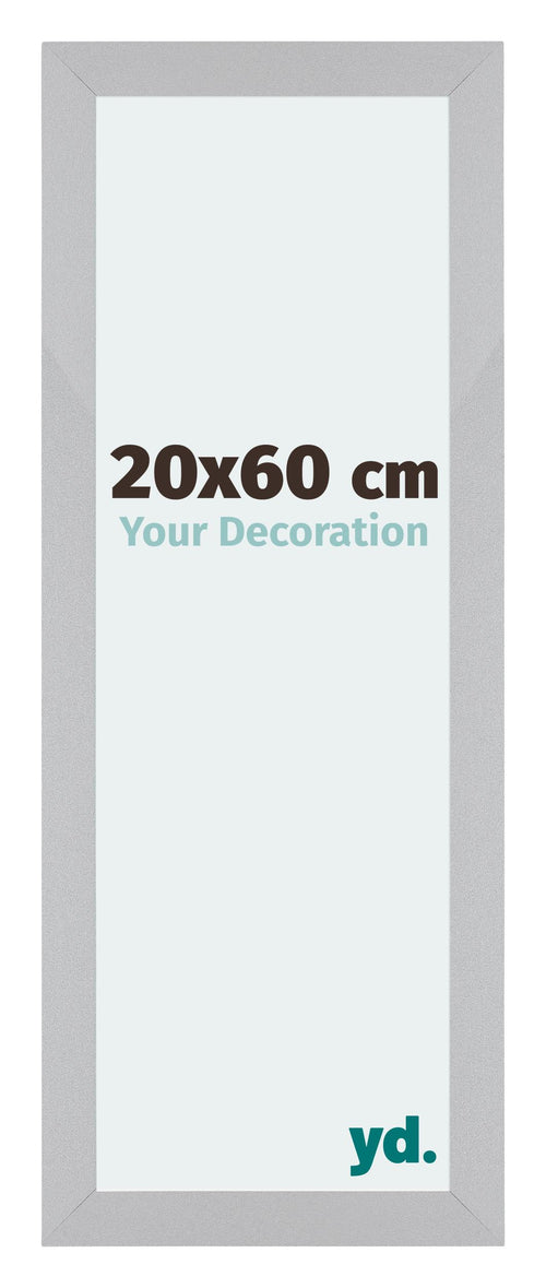 Mura MDF Cornice 20x60cm Argento Opaco Davanti Dimensione | Yourdecoration.it